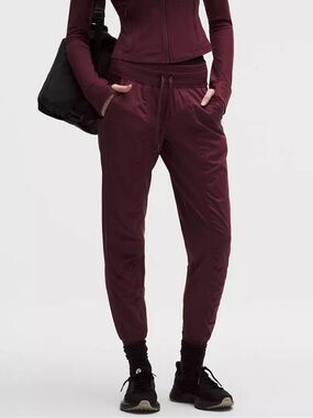 Lululemon Dance Studio Mid Rise Joggers Burgundy Bay Full Length